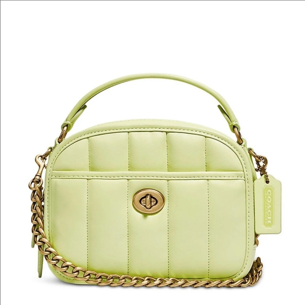 Coach purse, lunchbox top handle with quilting